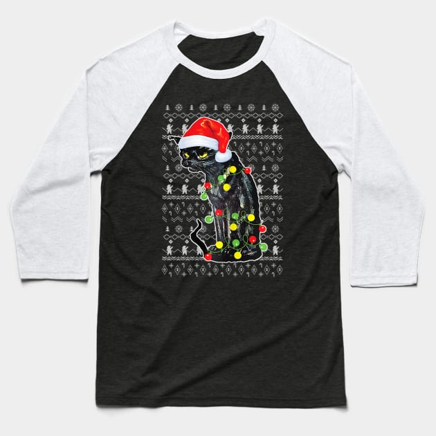 Annoyed Black Cat Is This Jolly Enough Funny Christmas Gift Baseball T-Shirt by SloanCainm9cmi